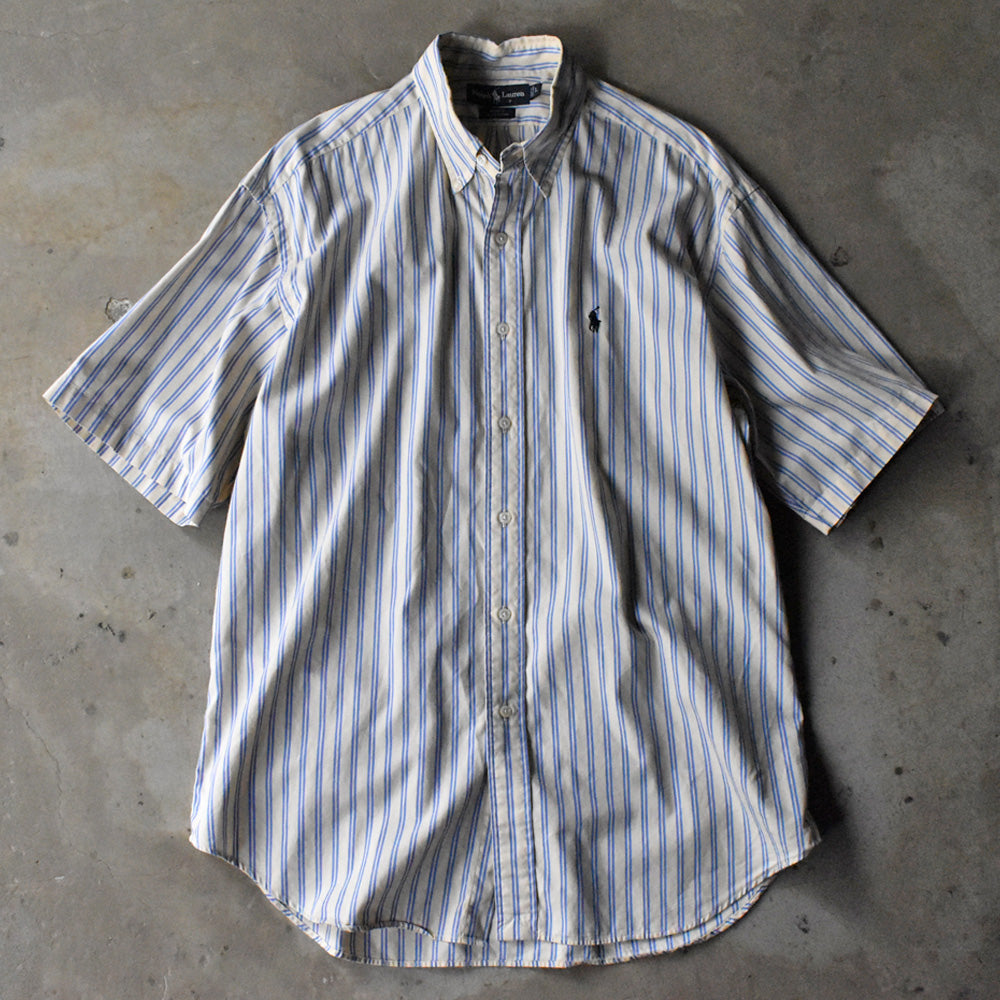 90's Ralph Lauren “BLAKE” ストライプ 半袖 ボタンダウンシャツ 240426 S2086