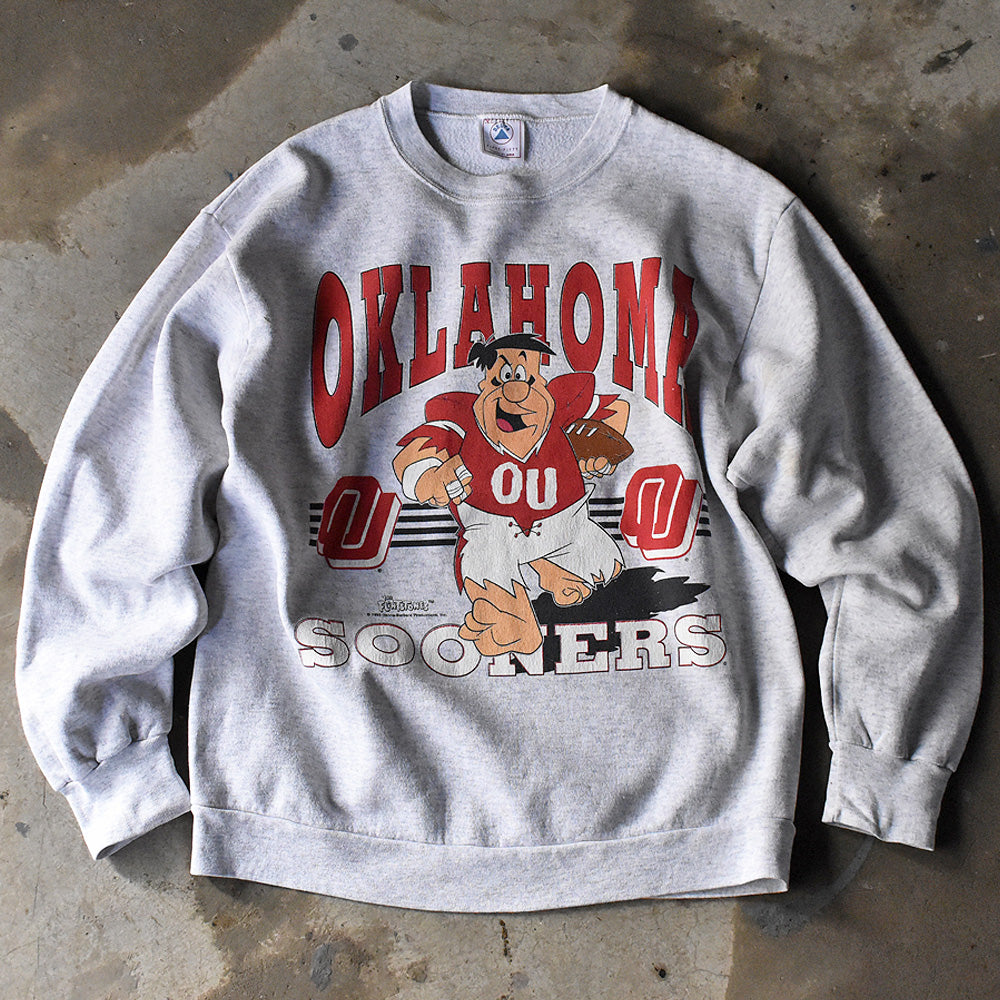 90’s The Flintstones × Oklahoma Sooners キャラ カレッジ スウェット USA製 240306