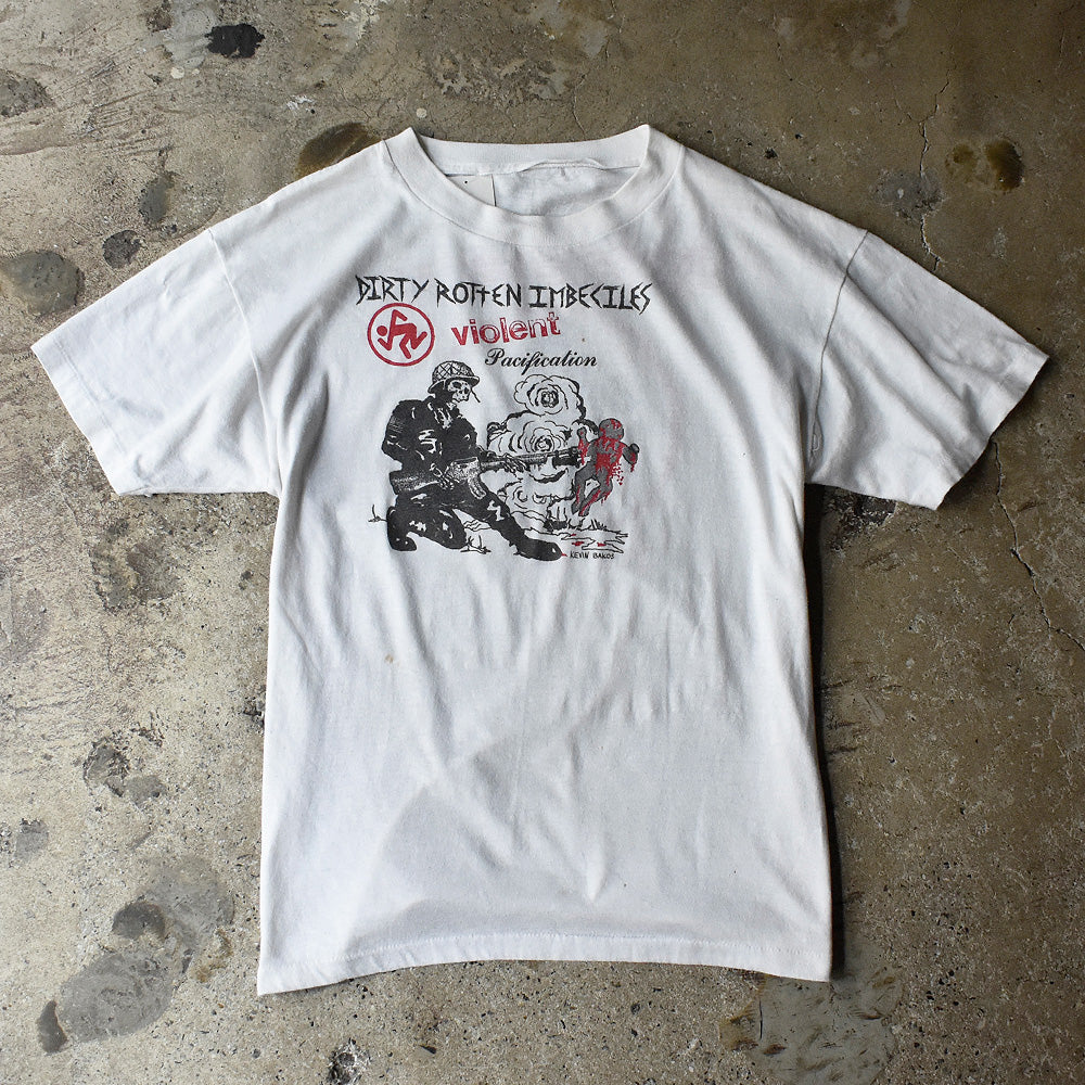 80's D.R.I./Dirty Rotten Imbeciles “Violent Pacification” Tour Art by Kevin Bakos ロック Tシャツ 250709H