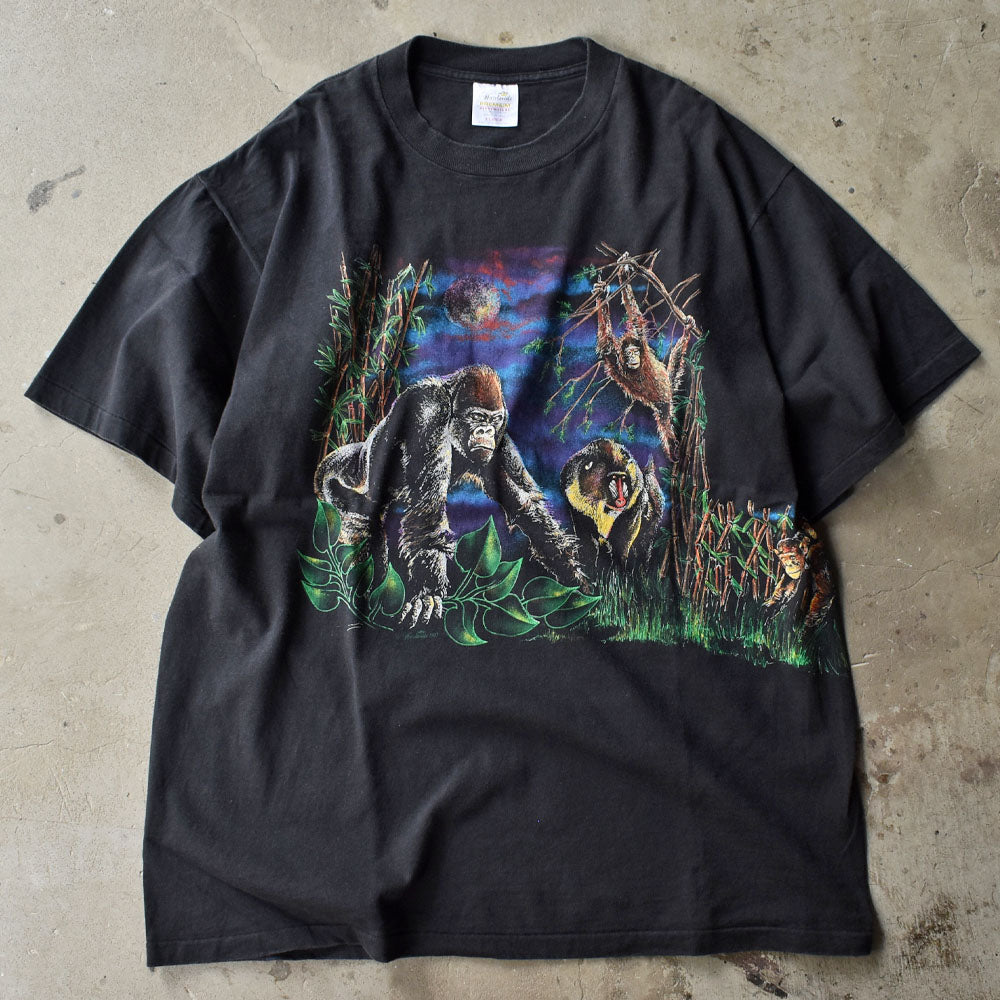 90's “monkeys” ゴリラ アニマルプリントTシャツ USA製 230723