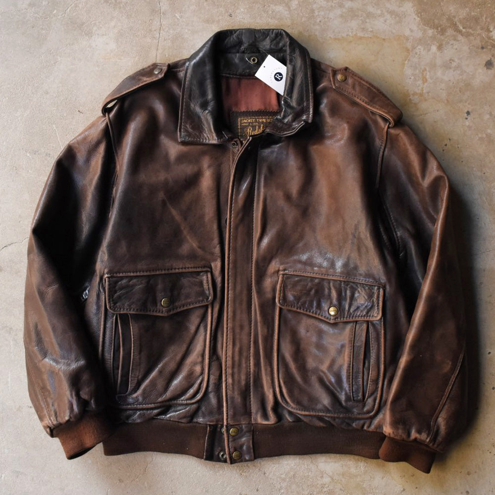 【美品】REDSKINS A-2 レザー フライトジャケット M ダークブラウン 90's Redskins レザー フライトジャケット 251121H – LABORATORY®