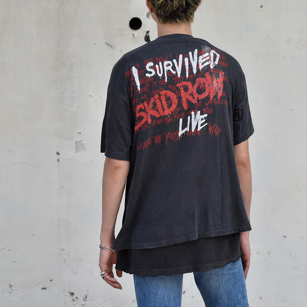 90's SKID ROW "I SURVIVED SKID ROW LIVE" ロック Tシャツ 250724H