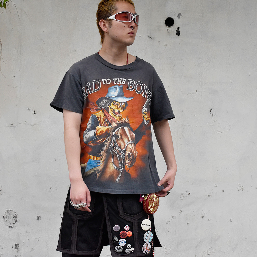 90's 3D EMBLEM “BAD TO THE BONE” Tシャツ USA製 250512H