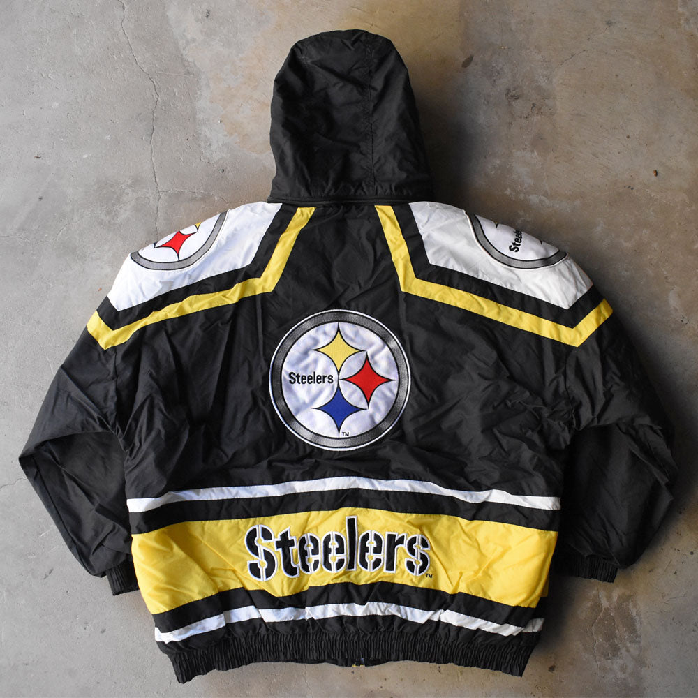 90’s APEX “NFL Pittsburgh Steelers” 中綿入り フード付き ナイロンジャケット 250210