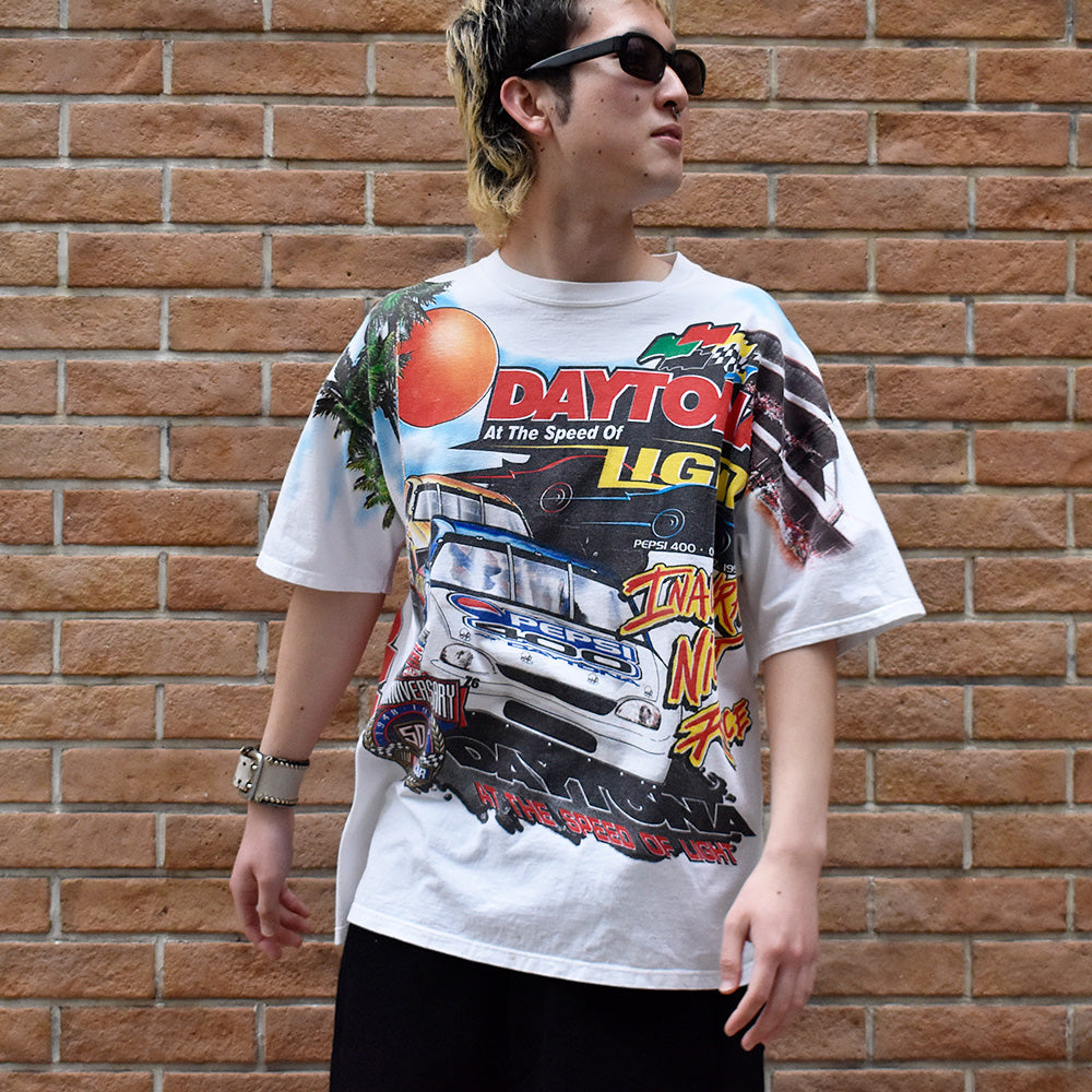90's AOP! CHASE authentics レーシング Tシャツ USA製 240426H