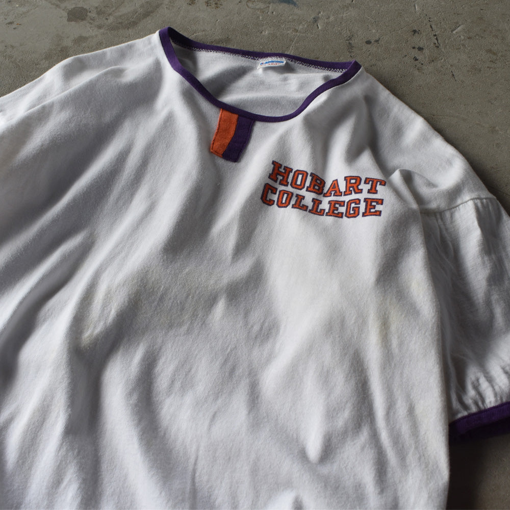 70's Champion 初期バータグ! “HOBART COLLEGE” チョコチン リンガー Tシャツ USA製 230920H