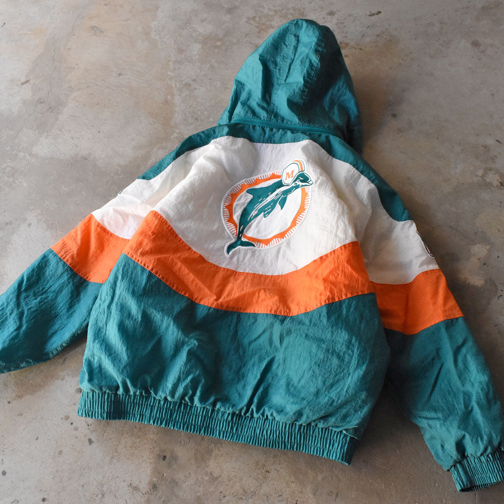 90’s PLO LINE by APEX ONE ナイスカラー! “NFL Miami Dolphins” 中綿入り ナイロンジャケット 250111