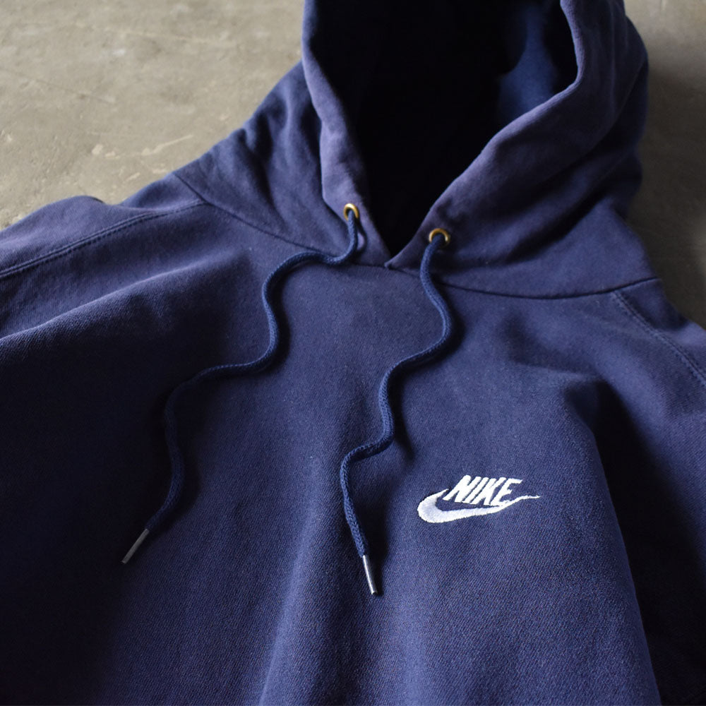 90s NIKE ナイキ　ショート丈　ボックス　刺繍ロゴ　プルオーバーパーカー