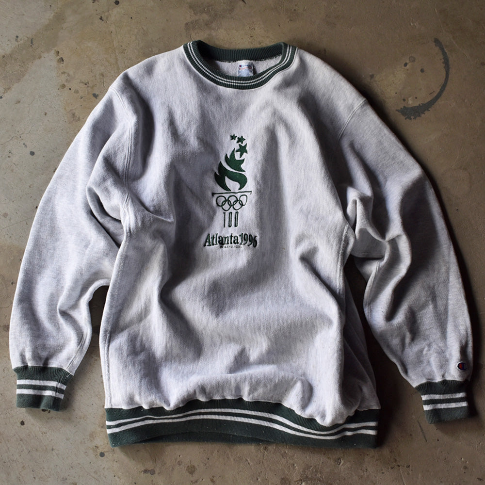 90's Champion/チャンピオン “Atianta1996” 配色リブ&刺繍 RWスウェット USA製 230527