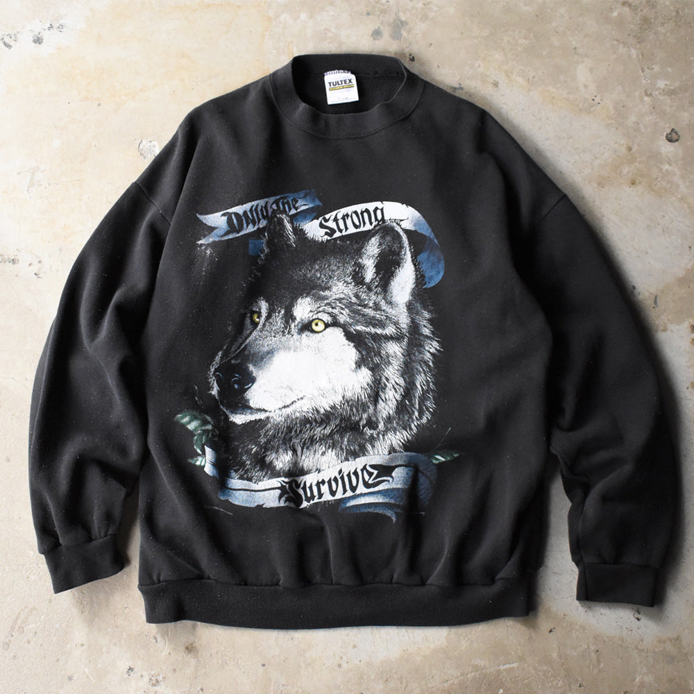 90's “Only the Strong Survive” オオカミ スウェット USA製 90's “Only the Strong Survive” オオカミ スウェット USA製