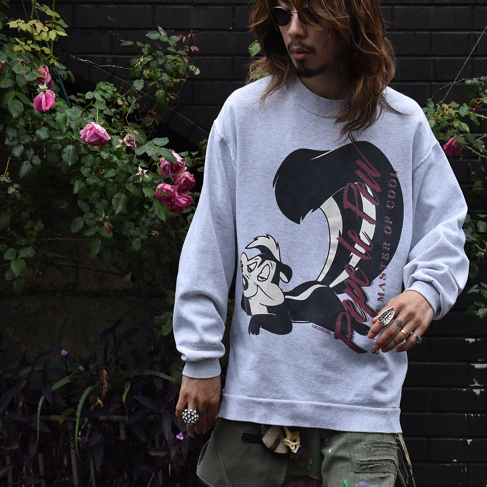 90’s Looney Tunes “ペペ・ル・ピュー” キャラクター スウェット USA製 230516