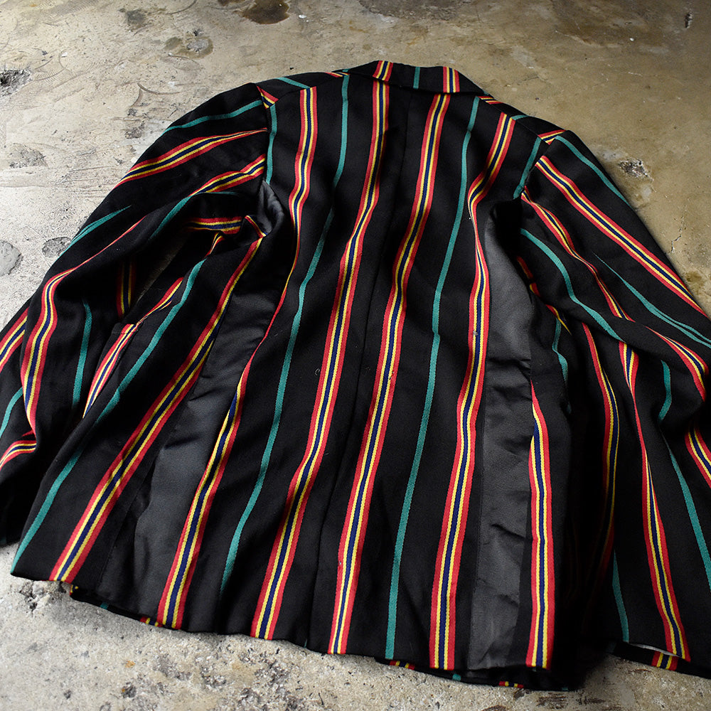 40's Bondonia バッジ付き! ストライプ柄 UKスクールジャケット 240105H
