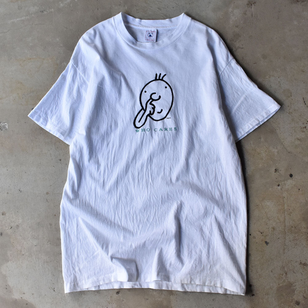 90’s “WHO CARE” メッセージ アート Tシャツ USA製 240603