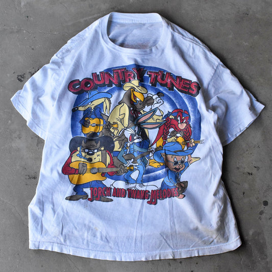90's Looney Tunes ”Country Tunes / Torch and Twang Melodies” 両面プリント キャラ Tシャツ 240505