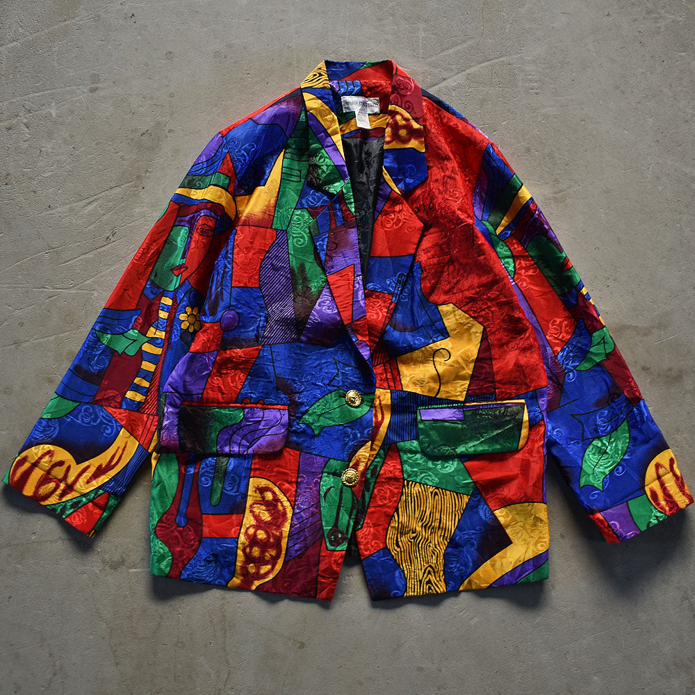 90’s RAINBOW COLLECTHION “Picasso” サテン テーラードジャケット 231012H