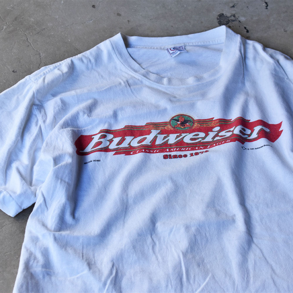 90's DELTA “Budweiser / YOU'RE ONE SICK LIZARD” カメレオン ビール 企業 Tシャツ USA製 240426