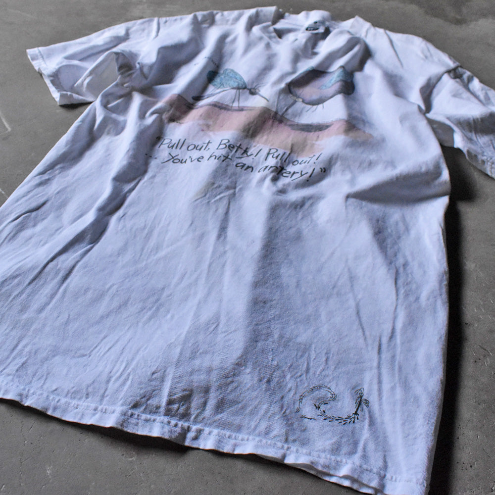 80’s THE FAR SIDE “"Pull out, Betty! Pull out / Mosquito” コミック アート Tシャツ USA製 240421