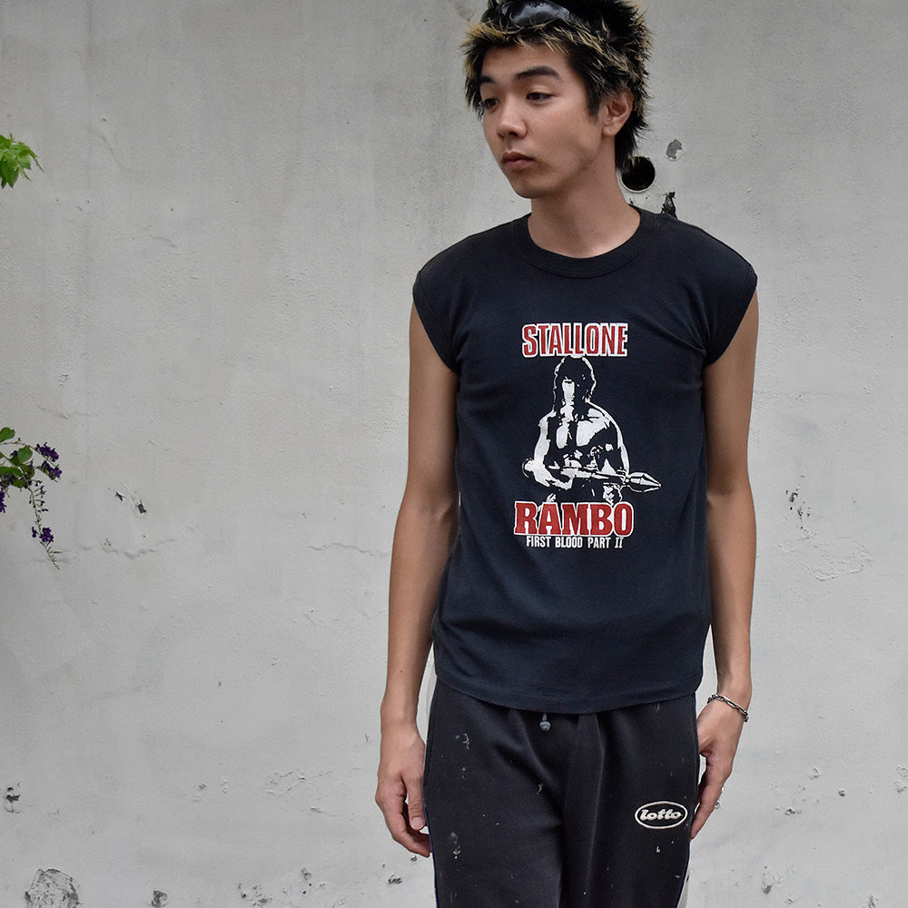 80's “RAMBO FIRST BLOOD PART II” ムービー ノースリーブTシャツ USA製 250814H