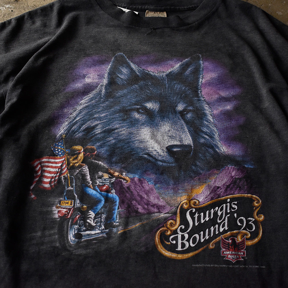 90's Sturgis Bound '93 “Wolf×Bike” バイク Tシャツ USA製 250825H