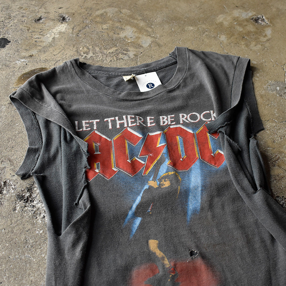 80's AC/DC “Let There Be Rock“ World Tour ノースリーブ ロック Tシャツ 250805H