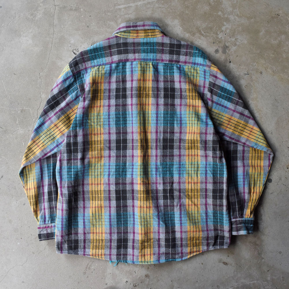 90’s FIVE BROTHER ヘビーフランネルシャツ グレー×マルチチェック 251007H