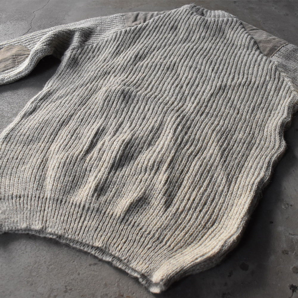 Cotswold Sheepskins and Woollens レザーパッチ ハンティング セーター 英国製 231219