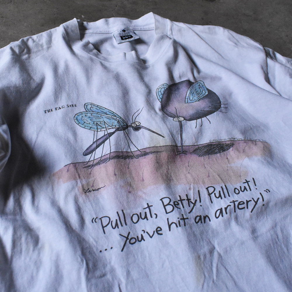 80’s THE FAR SIDE “"Pull out, Betty! Pull out / Mosquito” コミック アート Tシャツ USA製 240421