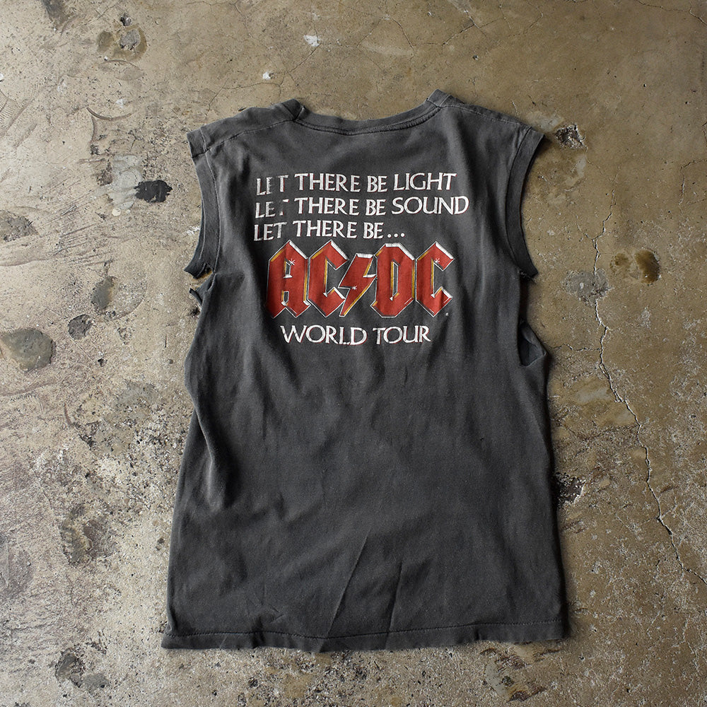 80's AC/DC “Let There Be Rock“ World Tour ノースリーブ ロック Tシャツ 250805H