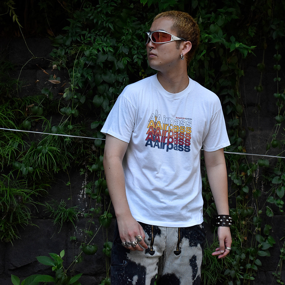80's “American Airlines” 5段プリント Tシャツ USA製 250809H