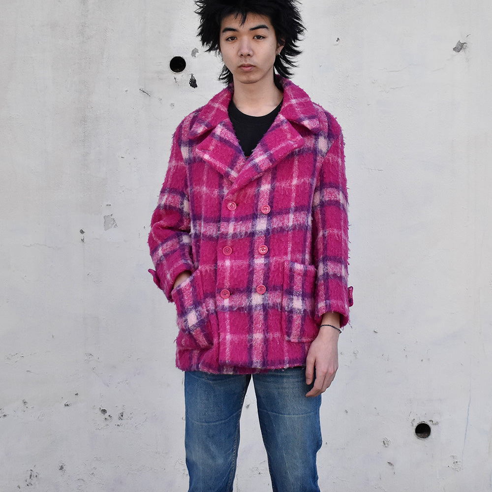 90’s UNITED COLORS OF BENETTON チェック柄 ダブル ウールジャケット Italy製 250207HSGI
