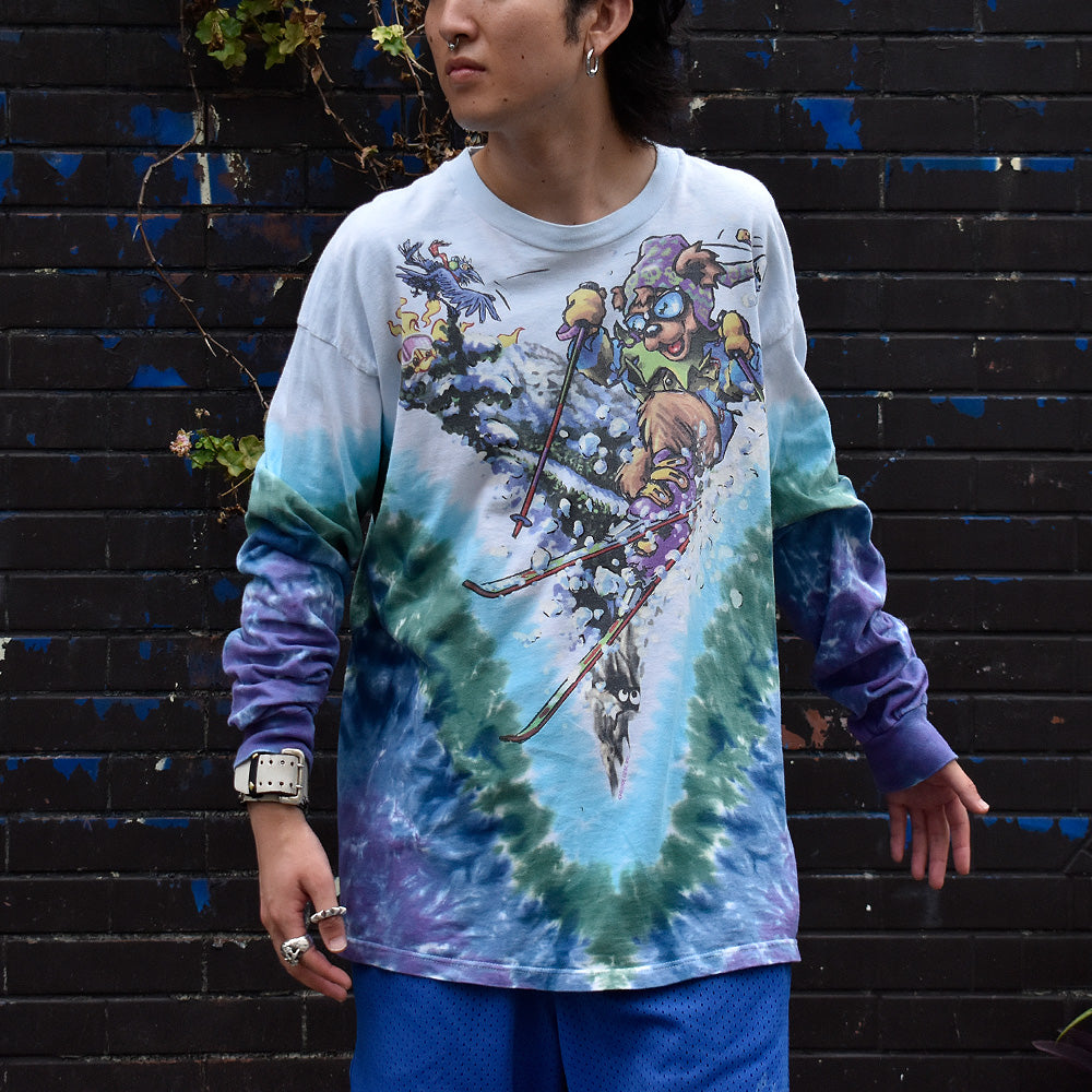 90’s LIQUID BLUE Grateful Dead Snowboard Bear! タイダイ ロングスリーブTシャツ 230805H