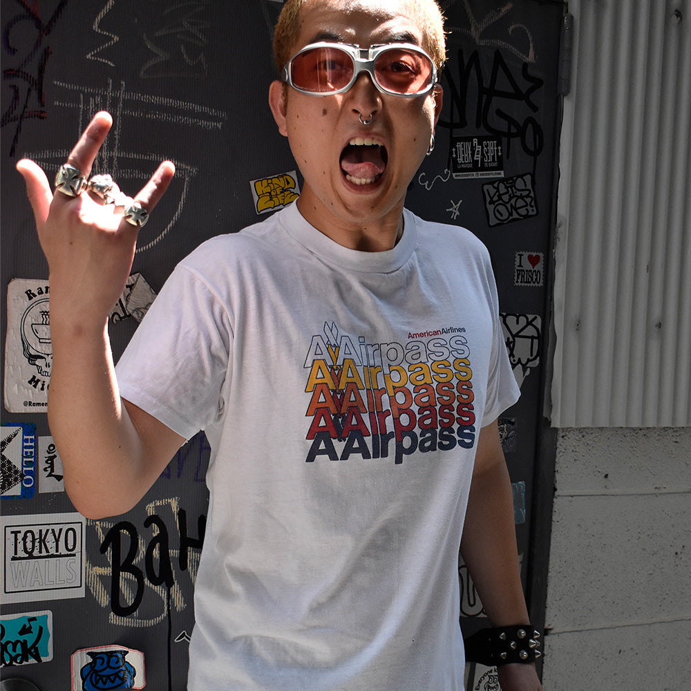 80's “American Airlines” 5段プリント Tシャツ USA製 250809H