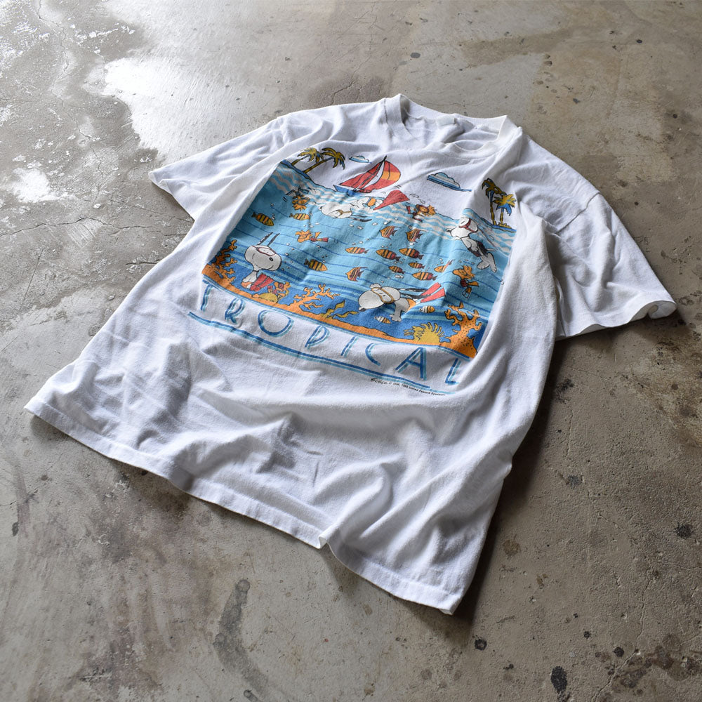 80's Peanuts / SNOOPY "TROPICAL" ARTEXボディ 海外アニメ キャラ Tシャツ USA製 230601H