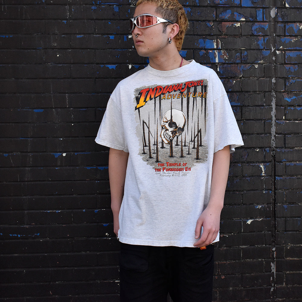 90's Disney “Indiana Jones Adventure“ スカル テーマパーク ムービー Tシャツ USA製 241202H
