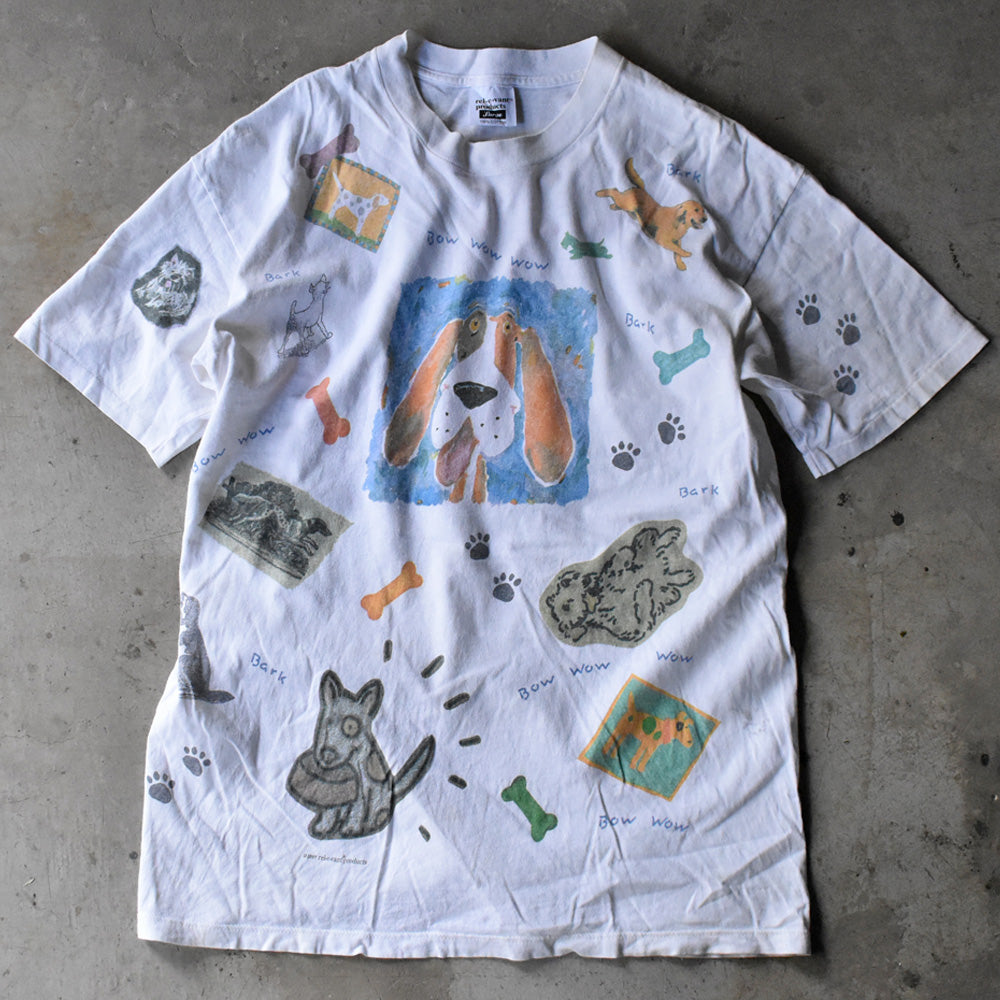 90’s “bow wow wow” DOG 全面 アニマルプリント Tシャツ 240529