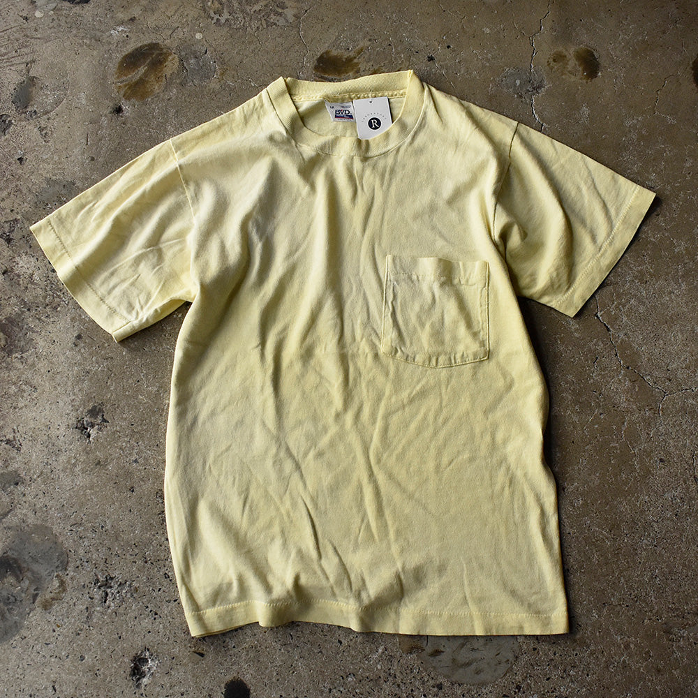 90's B.V.D. トリコタグ 無地 ポケット付き Tシャツ レモンイエロー! USA製 250809H