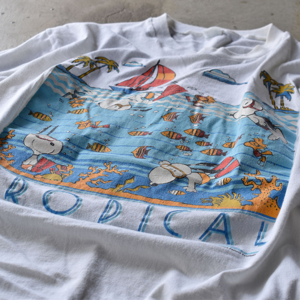 80's Peanuts / SNOOPY "TROPICAL" ARTEXボディ 海外アニメ キャラ Tシャツ USA製 230601H