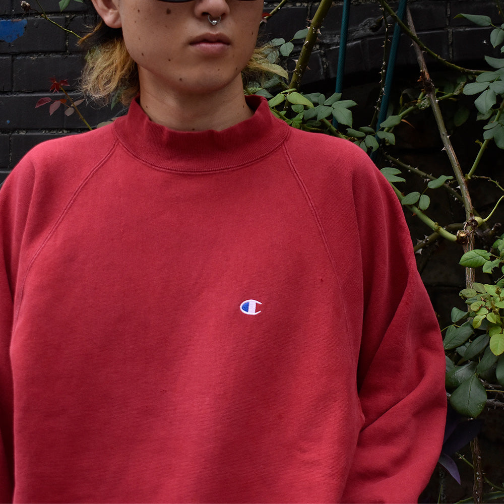 90's Champion モックネック&ハンドポケット付き! RWスウェット USA製 230907H