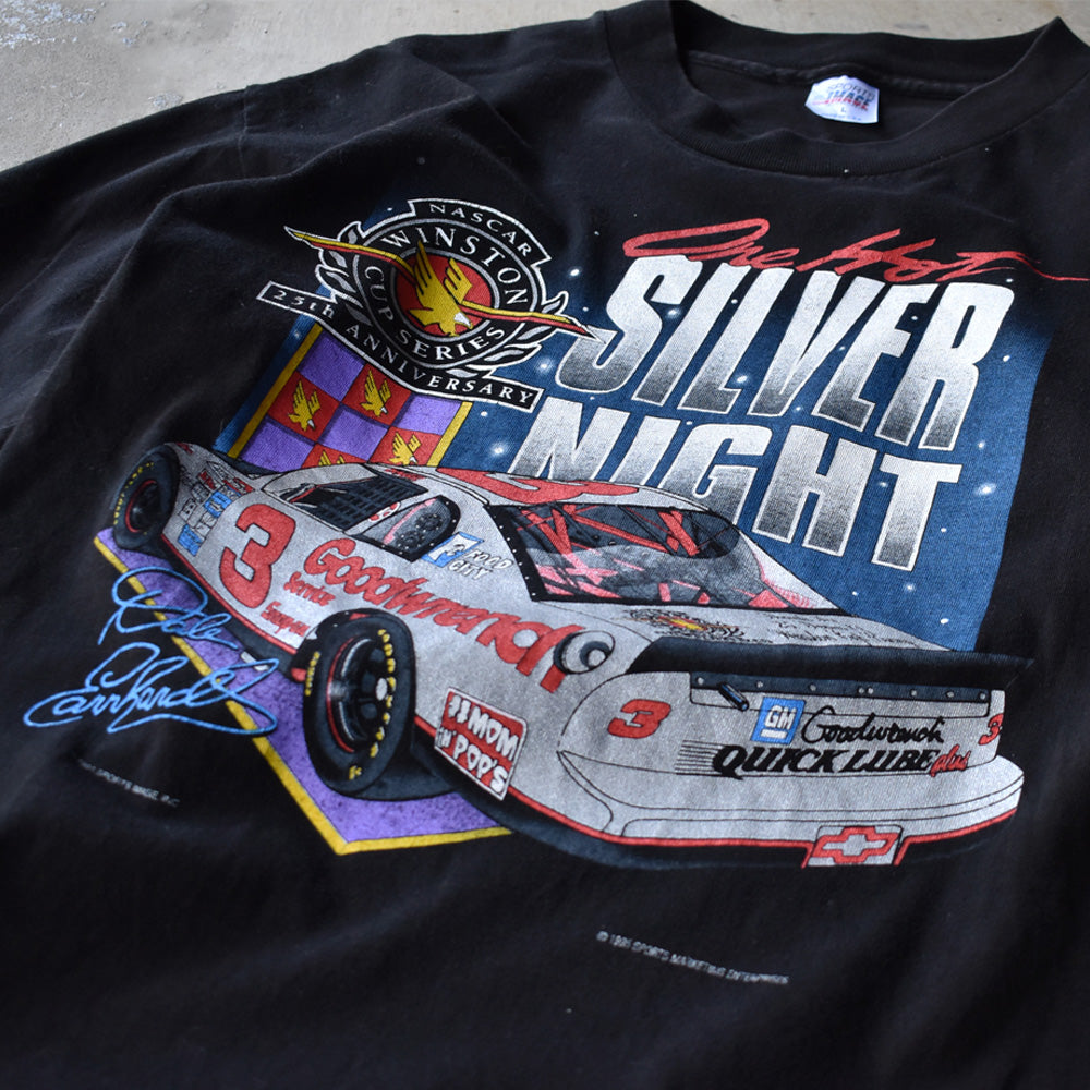 90’s SPORTS IMAGE “Dale Earnhardt #3” 7 SILVER NIGHT 両面プリント レーシング Tシャツ USA製 230730