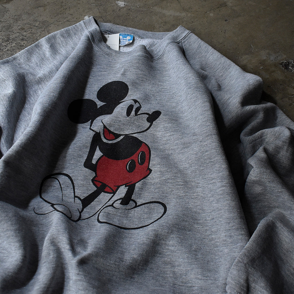 80's Disney Mickey 霜降りグレー ラグランスリーブスウェット USA製 231002H
