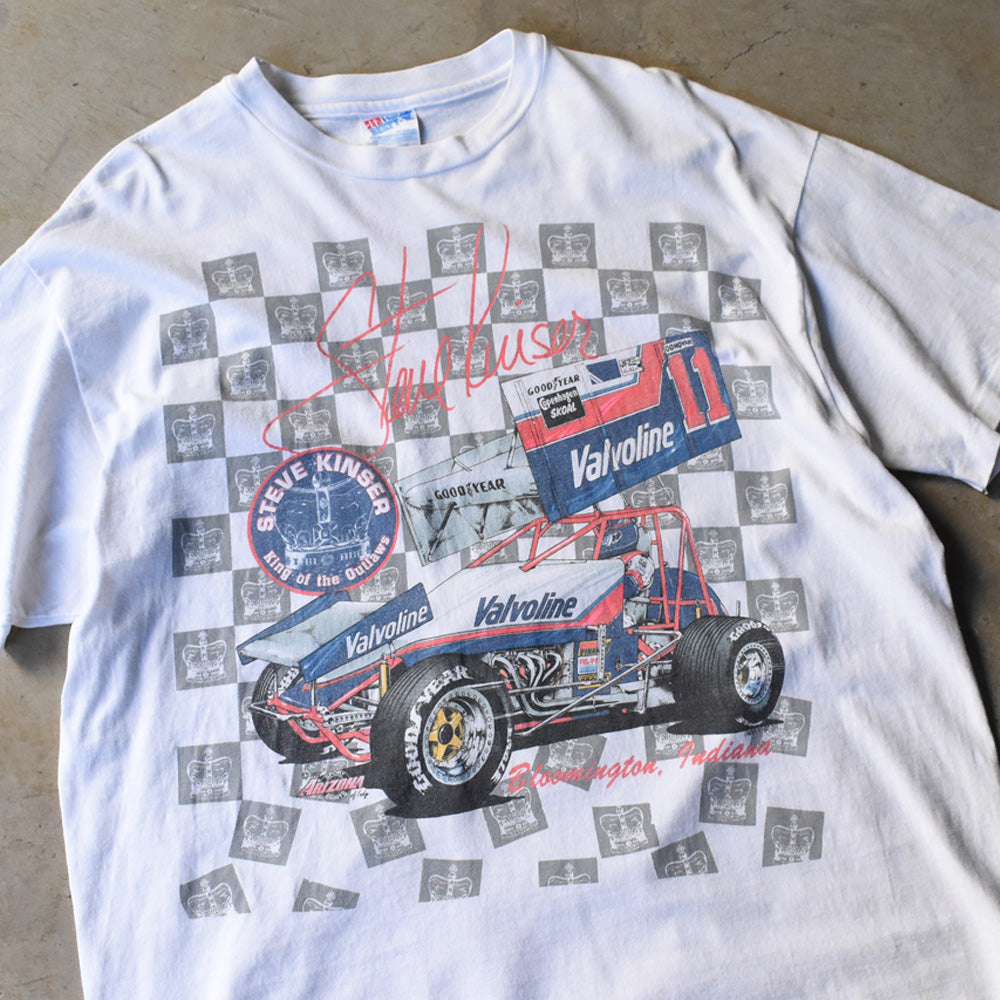 90’s Steve Kinser “Valvoline Racing” チェッカーパターン レーシング Tシャツ USA製 250801