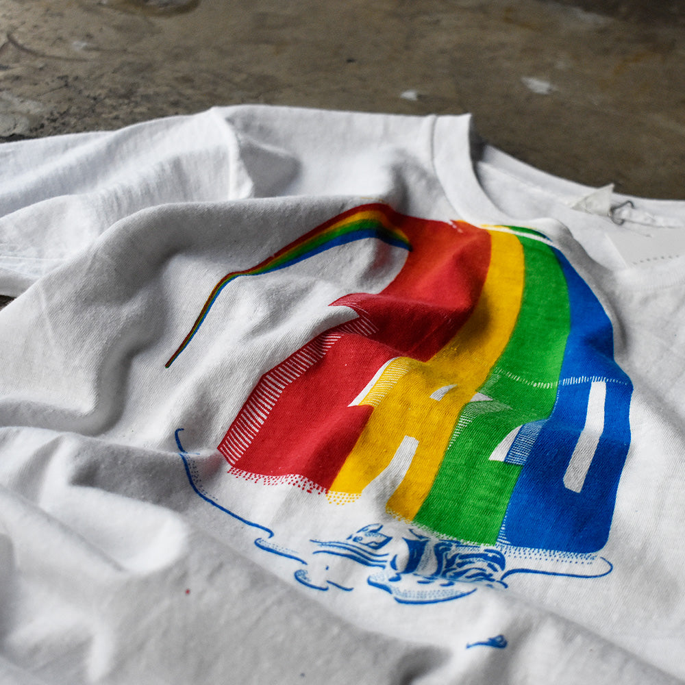 70's ZAZU “ZAZU / Wooden Nickel Records” 染み込みプリント ロック Tシャツ 240124HYY