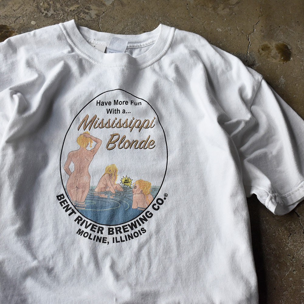 Y2K “BENT RIVER BREWING CO.” Mississippi Blonde 企業 Tシャツ 250812H