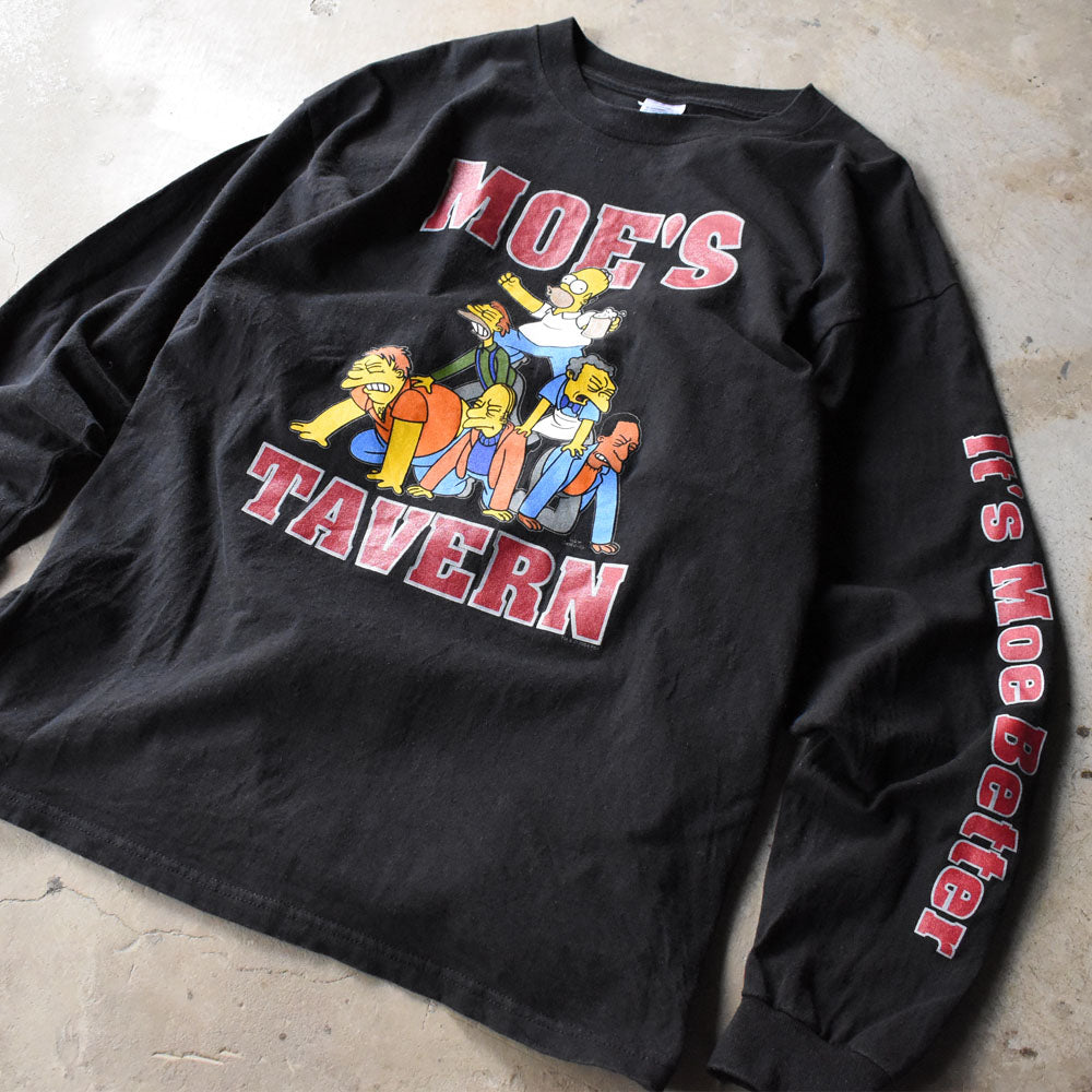 Y2K The Simpsons “MOE'S TAVERN” キャラ ロングスリーブTシャツ 250327