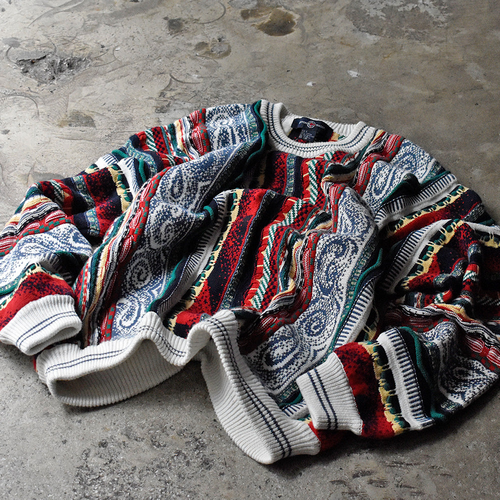 90's COTTON TRADERS 3Dニット 立体編み コットン セーター 240205H