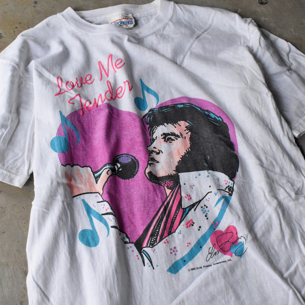 80’s “Love Me Tender / Elvis Presley” 発泡プリント ロック Tシャツ 240613