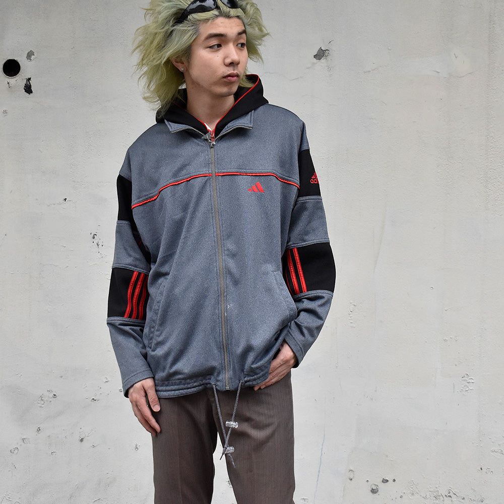 90's~Y2K adidas レイヤードタイプ フード付き トラックジャケット 250530H