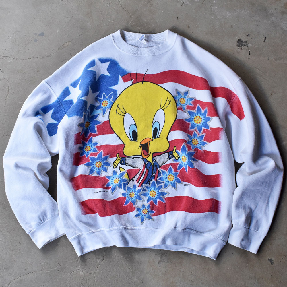 90’s Looney Tunes AOP！ tweety キャラ スウェット USA製 240426