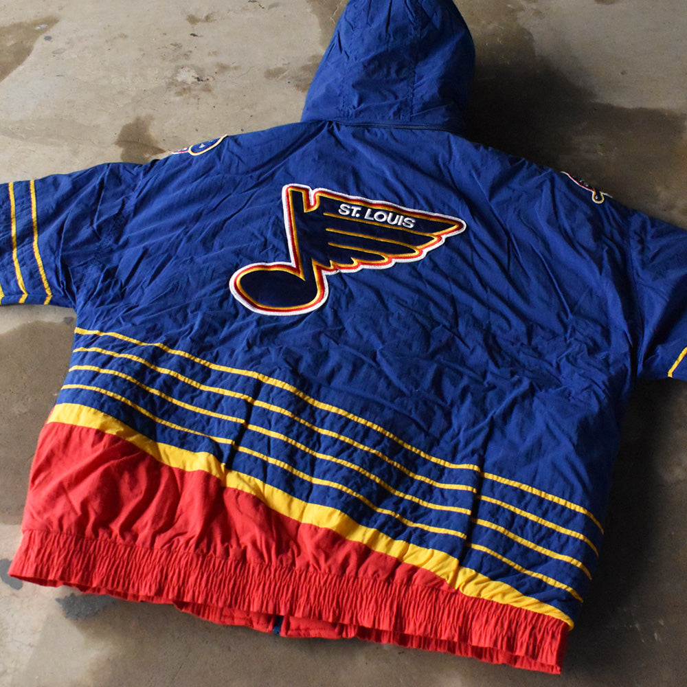 90’s APEX ONE “NHL St. Louis Blues” 中綿入り フード付き ナイロンジャケット 240229