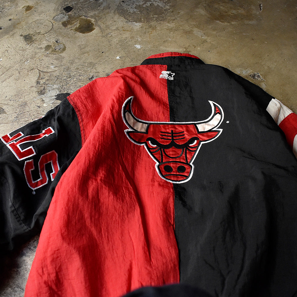 90's STARTER NBA “Chicago Bulls” 中綿入り ナイロンジャケット 240124